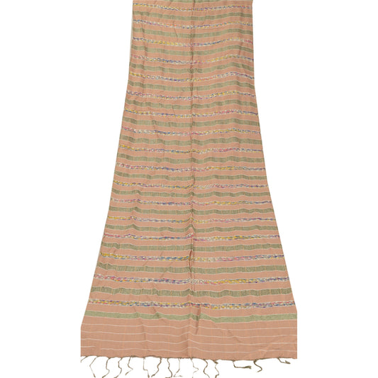 Sanskriti Vintage Dupatta Long Stole Pure Cotton Cream Woven Scarves Shawl Veil