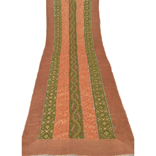 Санскритская винтажная дупатта длинная вуаль из искусственного шелка персикового цвета с бисером ручной работы