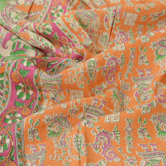 Sanskriti Vintage Dupatta Long Stole Handloom Pattachitra Orange Scarves