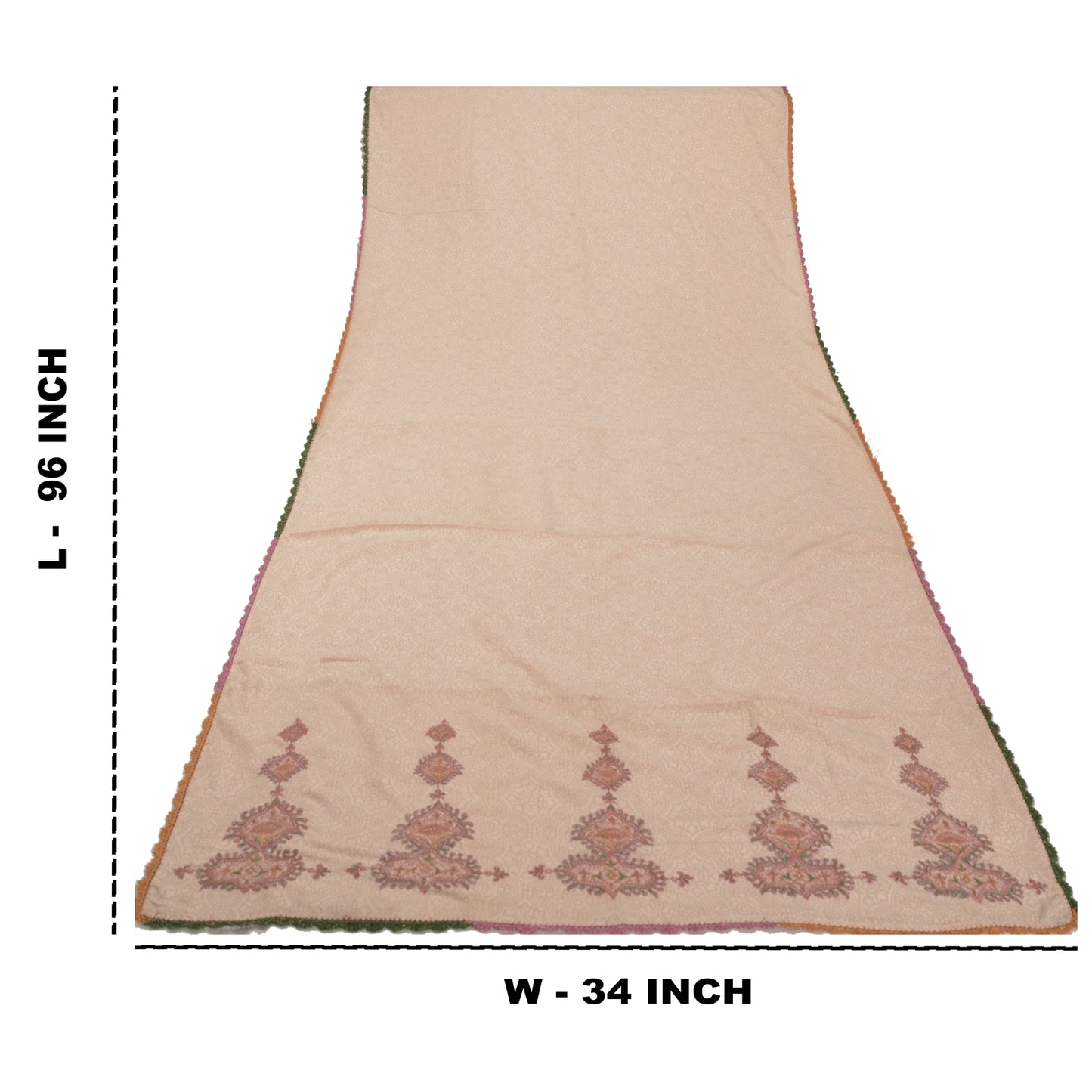 Sanskriti Vintage Dupatta Long Stole Cotton Peach Veil Embroidered Woven Hijab