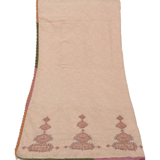 Sanskriti Vintage Dupatta Long Stole Cotton Peach Veil Embroidered Woven Hijab