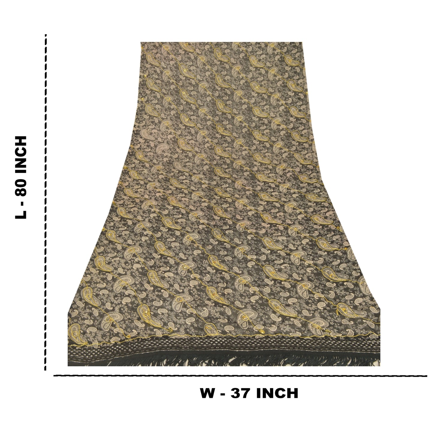 Sanskriti Vintage Dupatta Long Stole Cotton Black Hijab Hand Beaded Wrap Veil