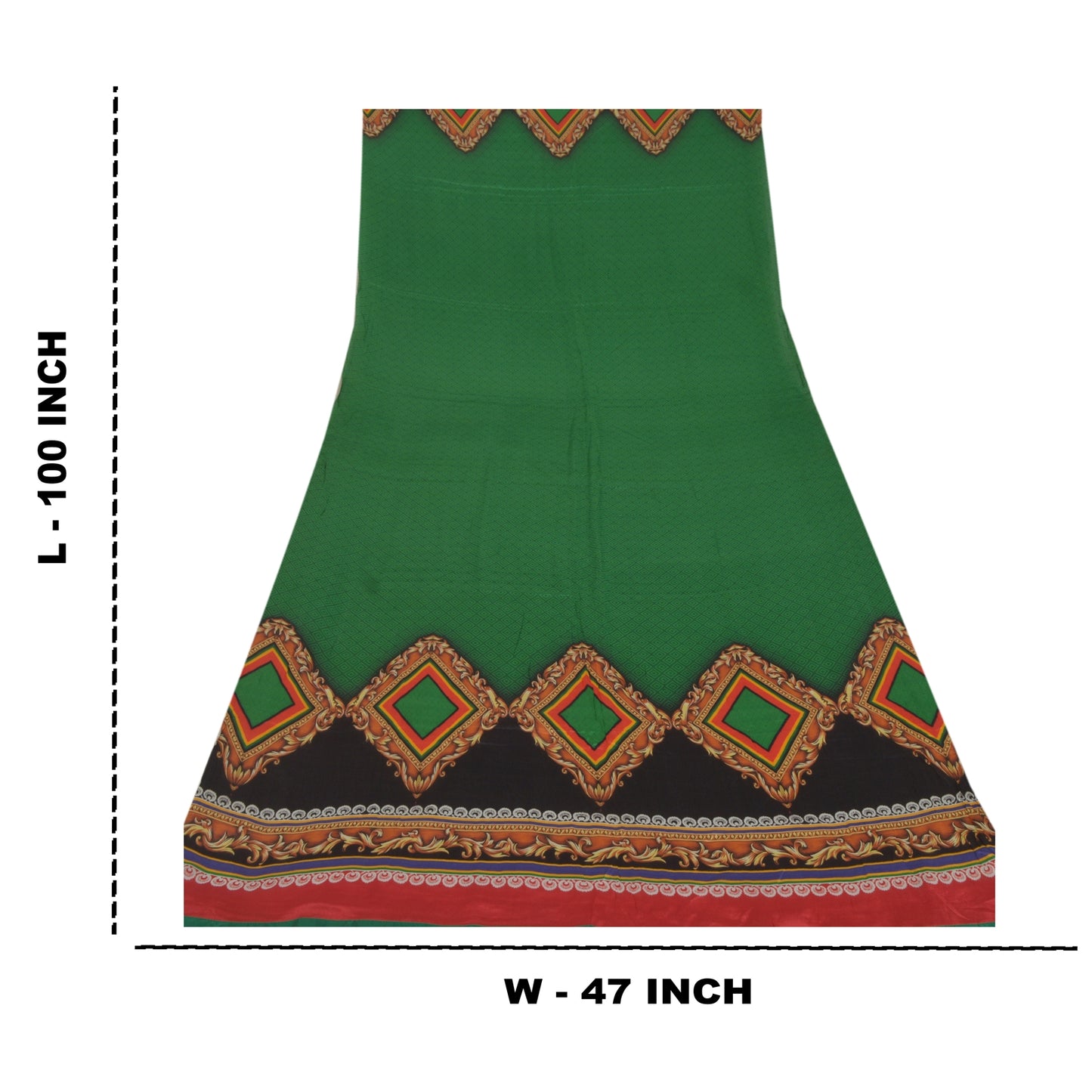Sanskriti Vintage Dupatta Long Stole Art Silk Digital Printed Green Scarves