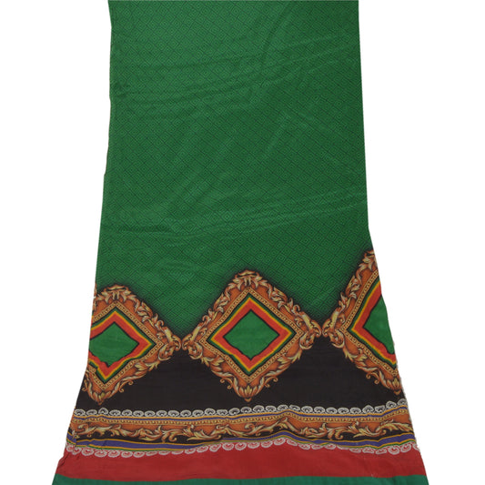 Sanskriti Vintage Dupatta Long Stole Art Silk Digital Printed Green Scarves
