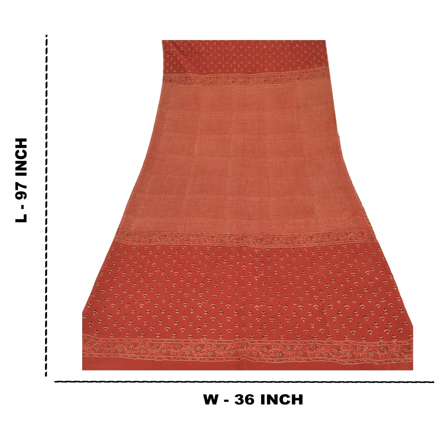 Sanskriti Vintage Dupatta Long Stole Pure Cotton Brick Red Block Printed Hijab