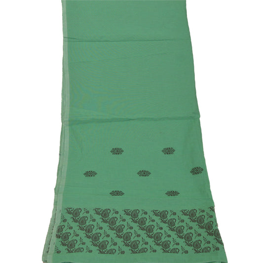 Sanskriti Vintage Dupatta Long Stole Cotton Green Wrap Shawl Woven Scarves