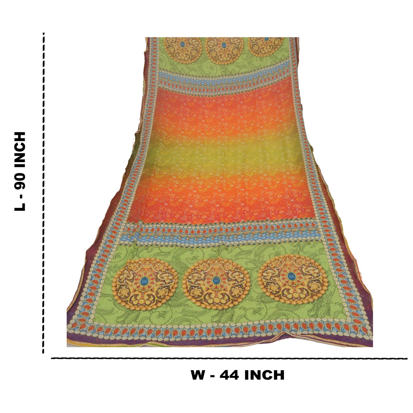 Sanskriti Vintage Dupatta Long Stole Georgette Hijab Digital Printed Wrap Shawl