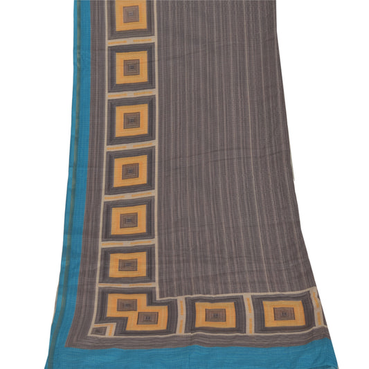 Sanskriti Vintage Dupatta Long Stole Art Silk Black Printed & Woven Work Shawl