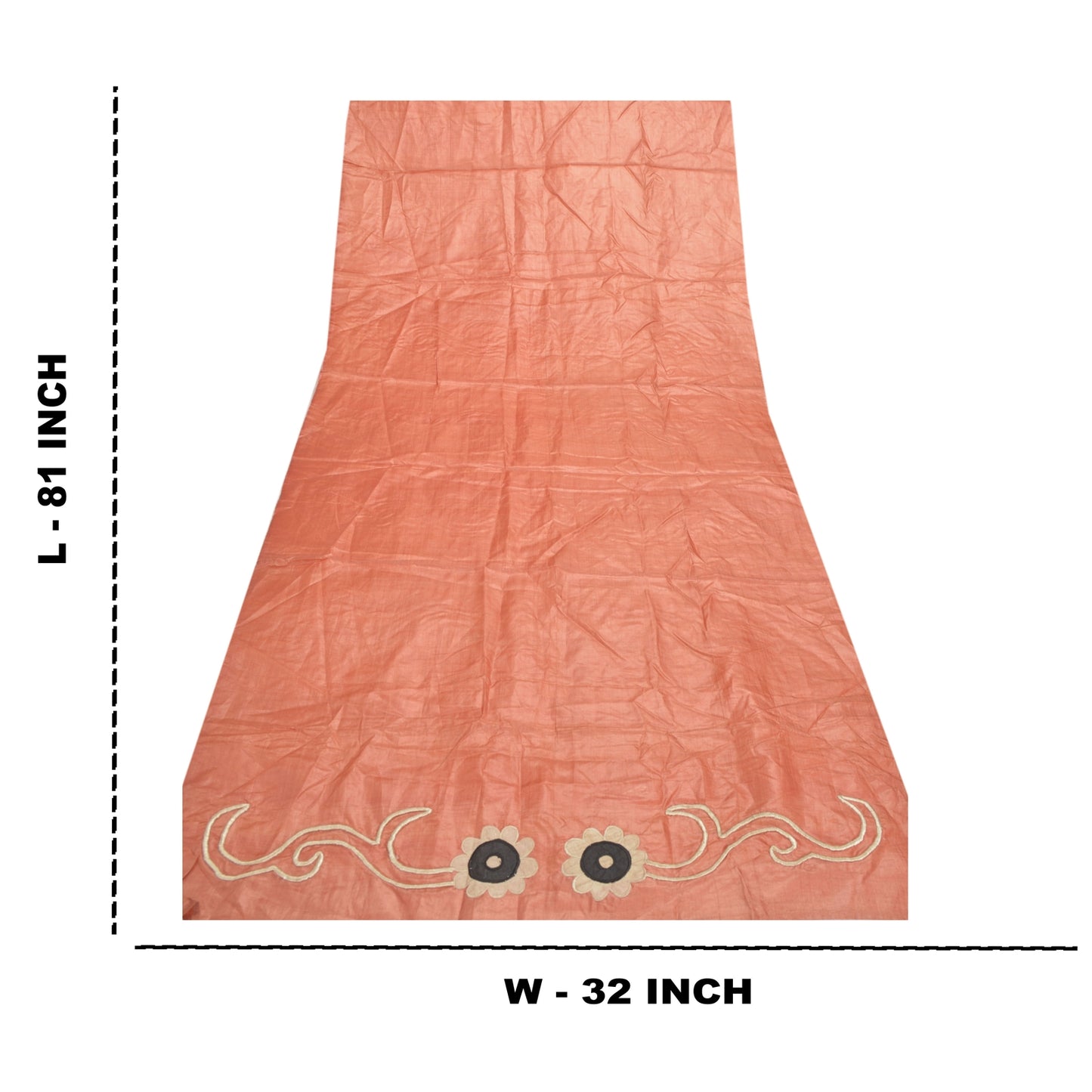 Sanskriti Vintage Dupatta Long Stole Pure Silk Dark Peach Scarves Embroidered