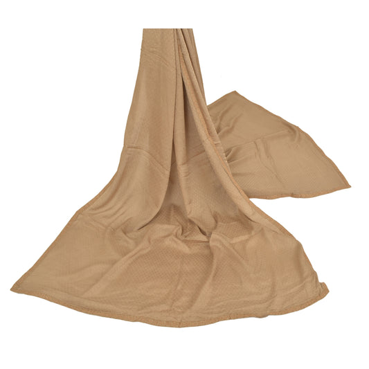 Sanskriti Vintage Dupatta Long Stole Brown Pure Silk Hijab Woven Wrap Scarves