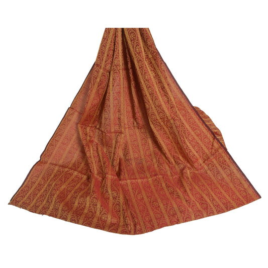 Sanskriti Vintage Dupatta Long Stole Cotton Red Hand Woven Scarves Shawl Veil