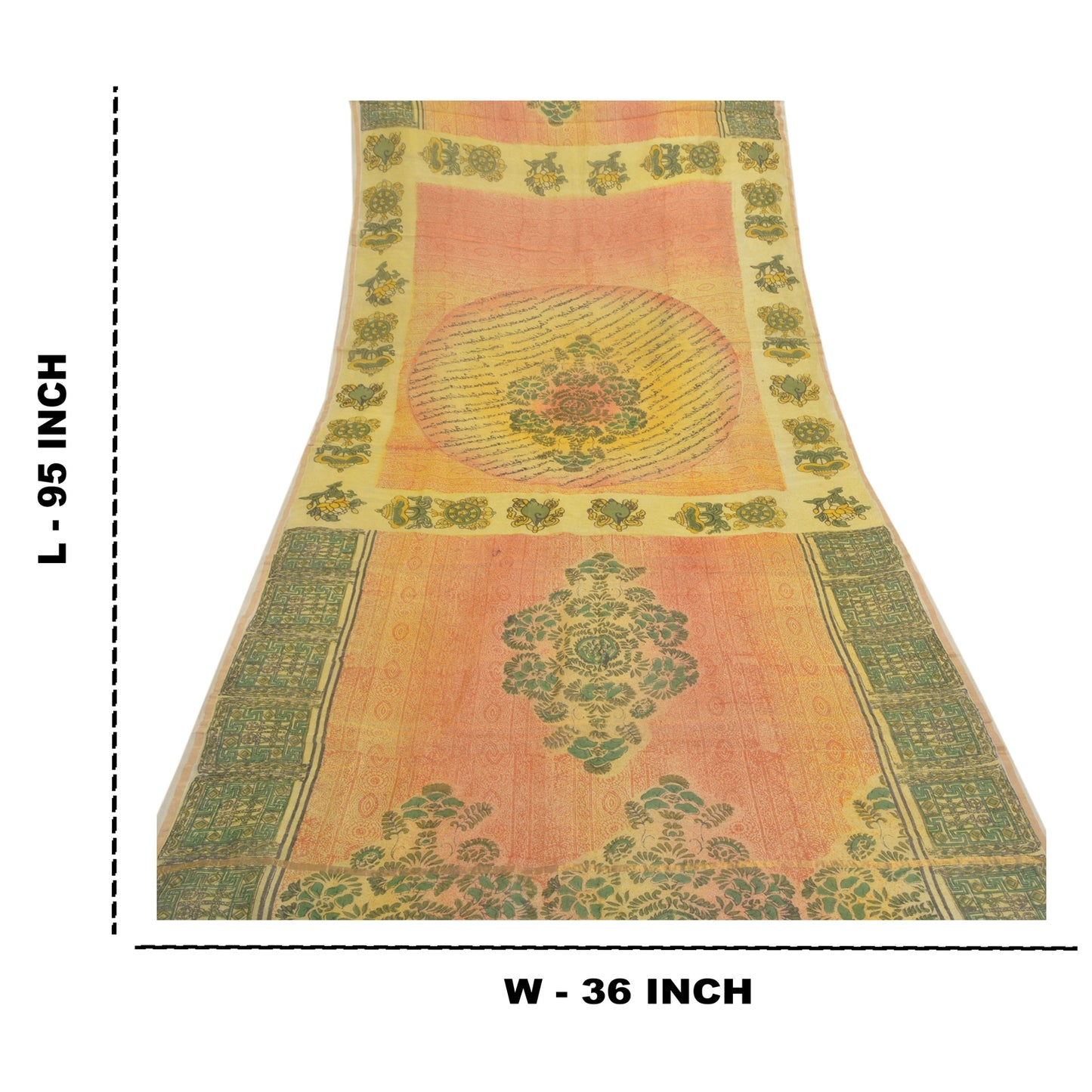 Sanskriti Vintage Dupatta Long Stole Tussar Cream Scarves Printed Floral Hijab