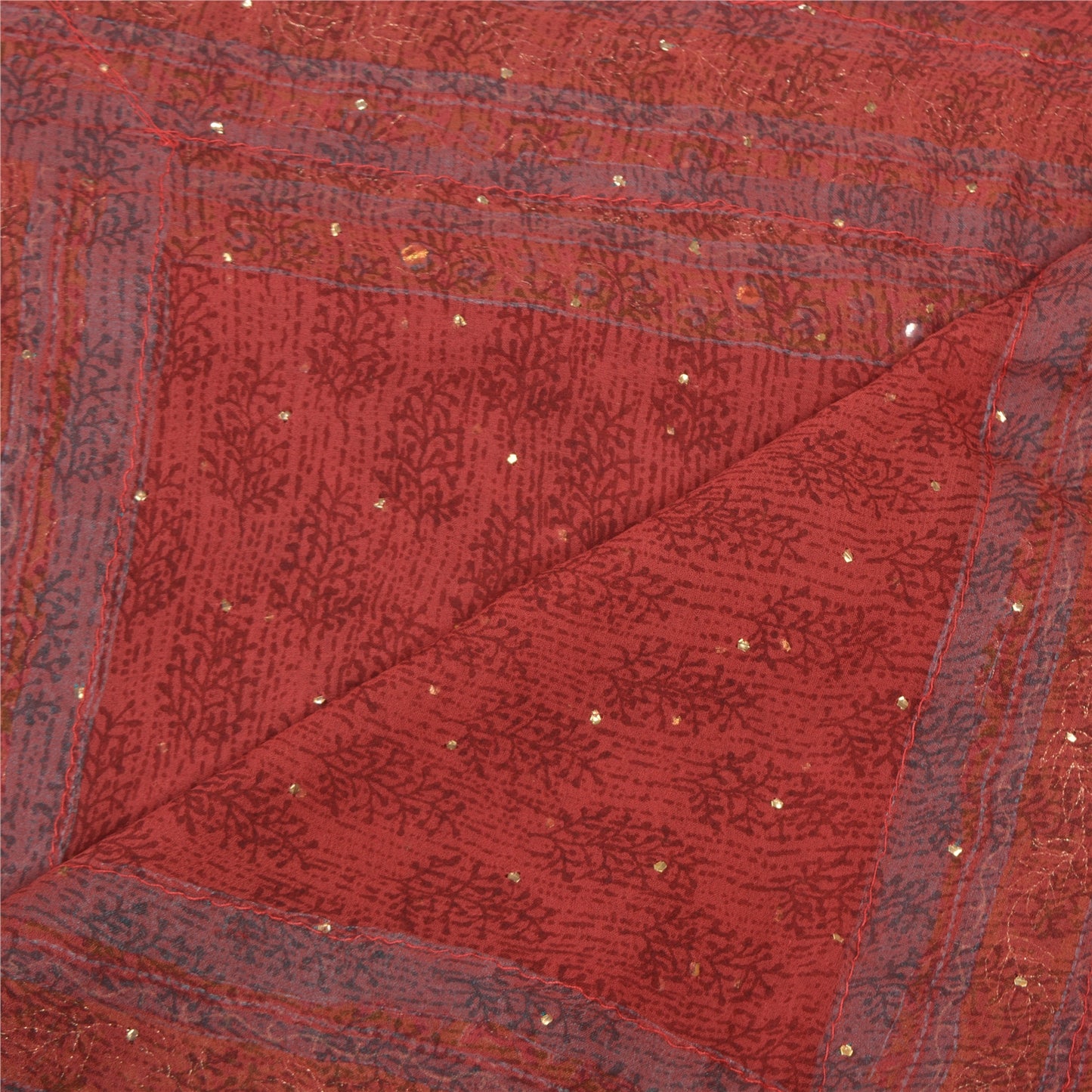 Санскрити Винтаж Дупатта Длинный Палантин Жоржет Красный Вышитый Вручную Шарф