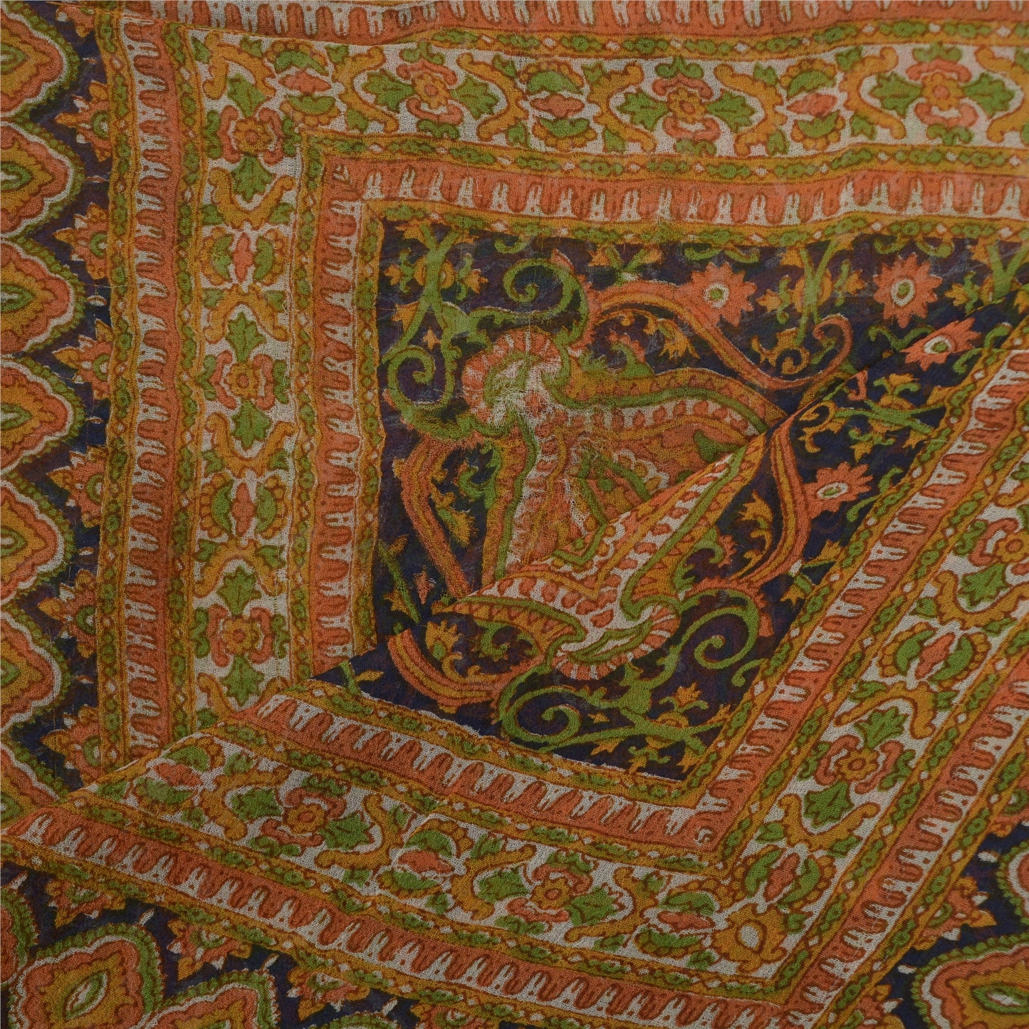 Sanskriti Vintage Dupatta Long Stole Georgette Blue Hijab Printed Soft Shawl