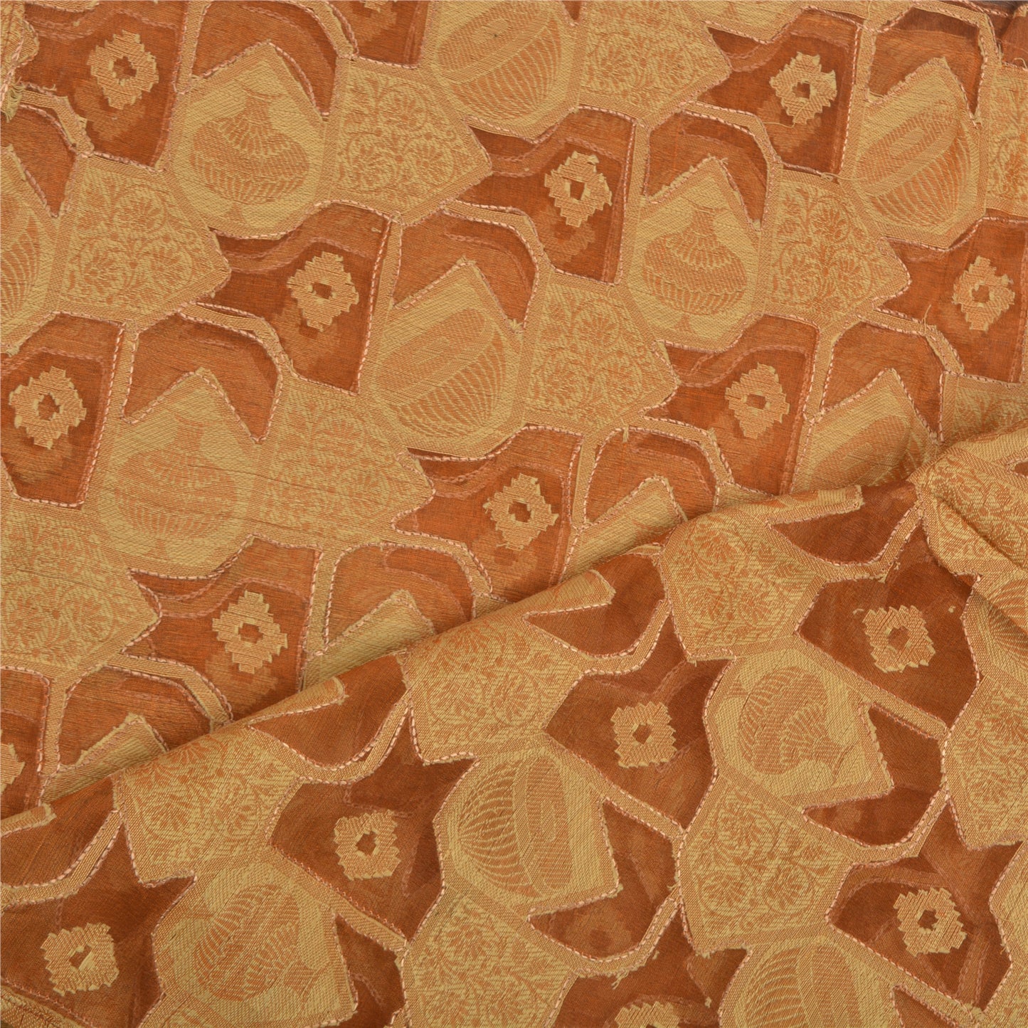 Sanskriti Vintage Dupatta Long Stole Organza Orange Hand Beaded Woven Scarves