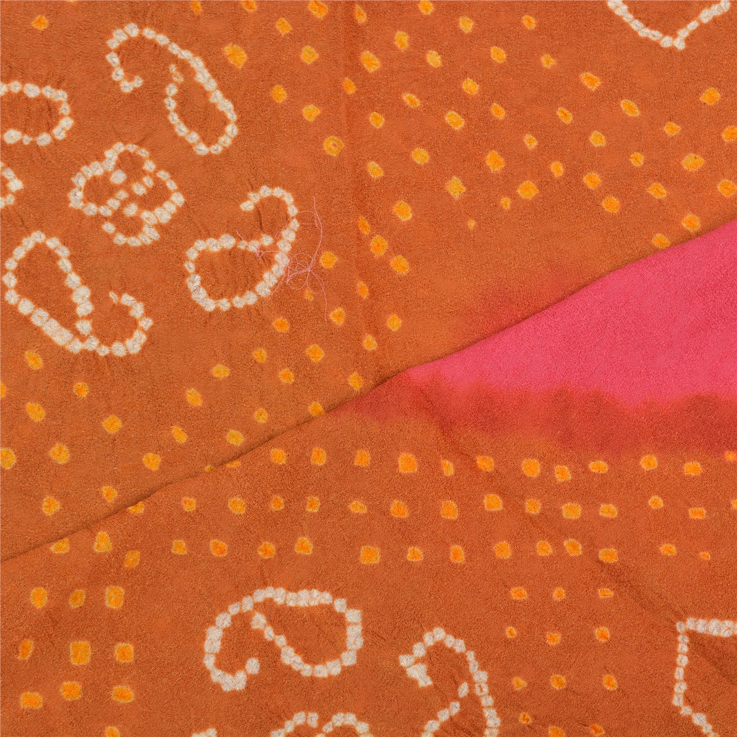 Sanskriti Vintage Dupatta Long Stole Blend Silk Pink Bandhani & Woven Veil