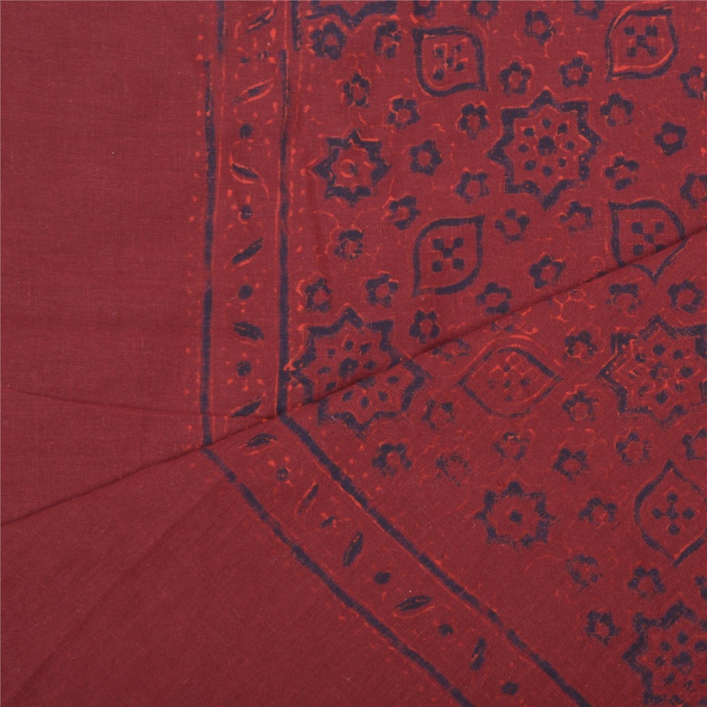 Sanskriti Vintage Dupatta Long Stole Cotton Dark Red Handmade Rare Ajrakh Veil