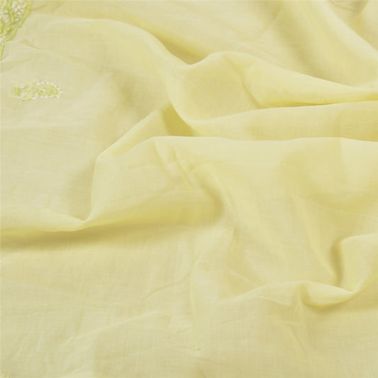 Sanskriti Vintage Dupatta Long Stole Cotton Green Hand Embroidered Chikankari