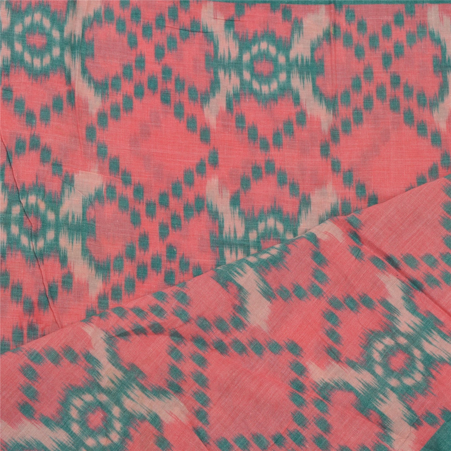 Sanskriti Vintage Dupatta Long Stole Cotton Peach Hijab Hand-Woven Ikat Scarves