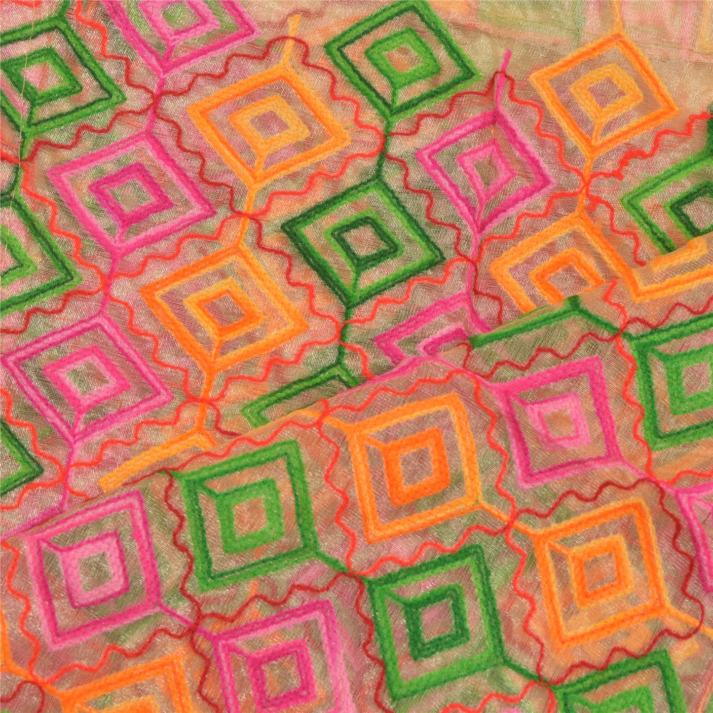 Санскрити Винтаж Дупатта Длинный Палантин Искусство Шелк Золотой Ручной Вышивкой Шарфы