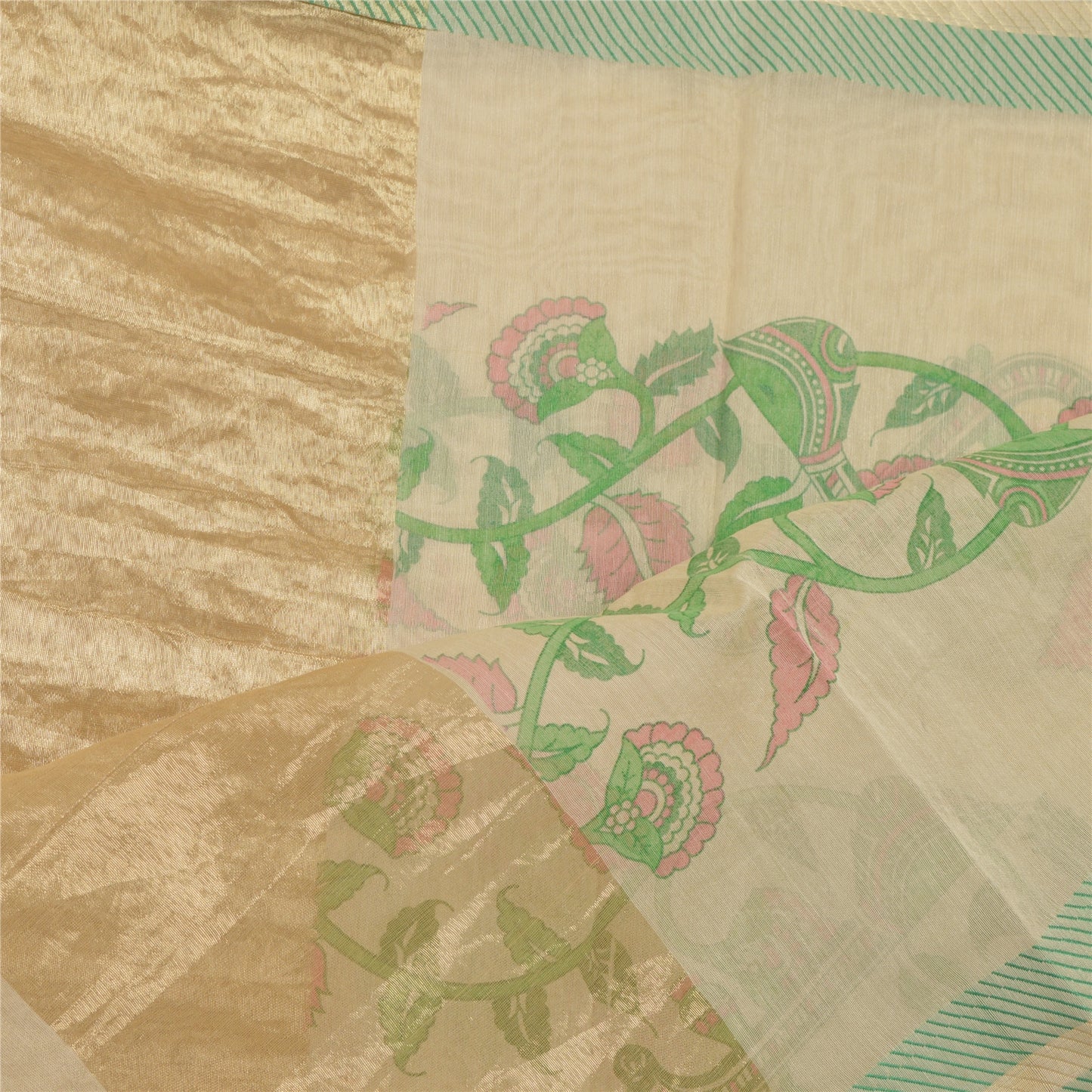 Длинный палантин Dupatta Sanskriti Vintage Chanderi Off-White Шарфы с вуалью и принтом