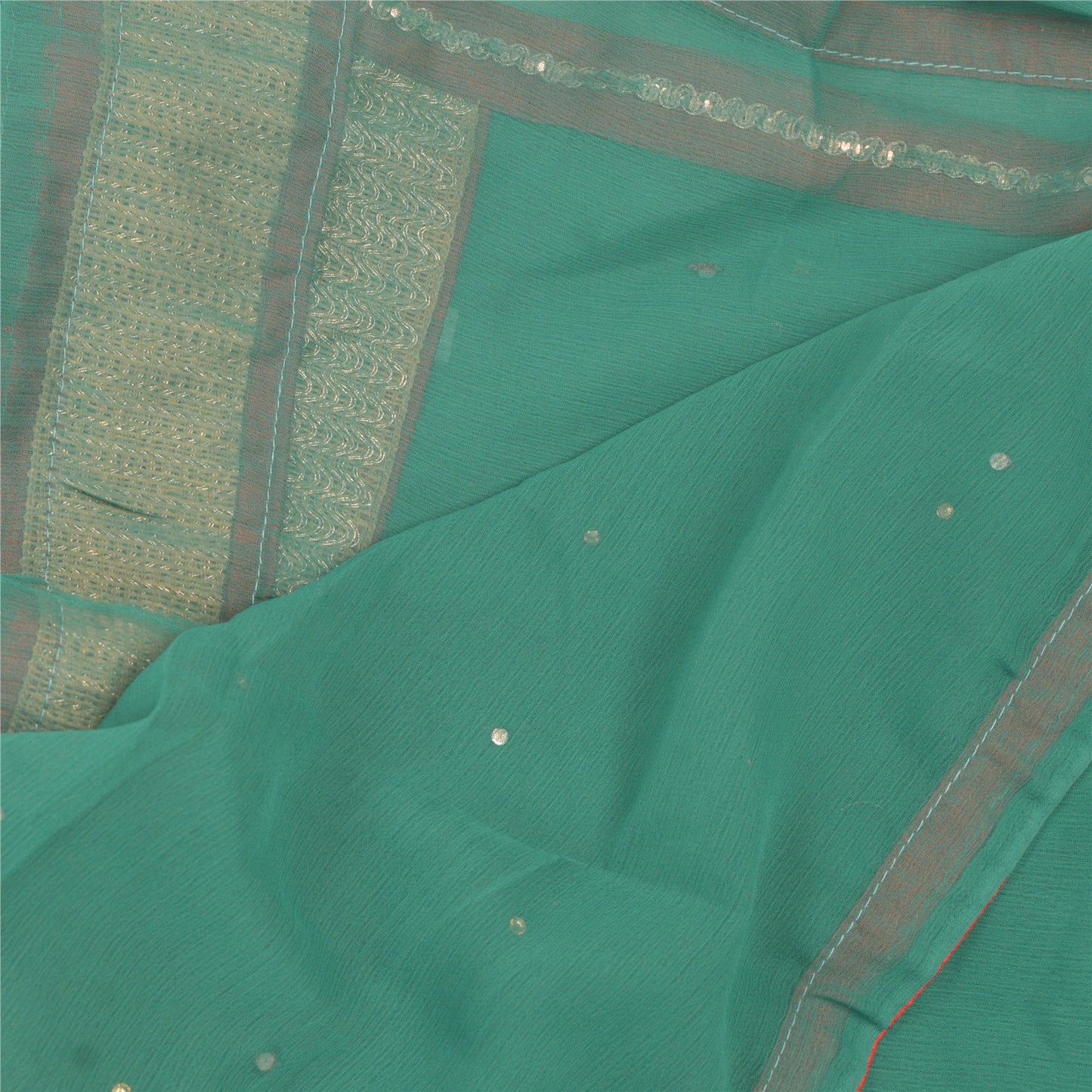 Санскрити Винтаж Дупатта Длинный Палантин Зеленый Жоржетт Ручной Работы Бисером Стразы Вуаль