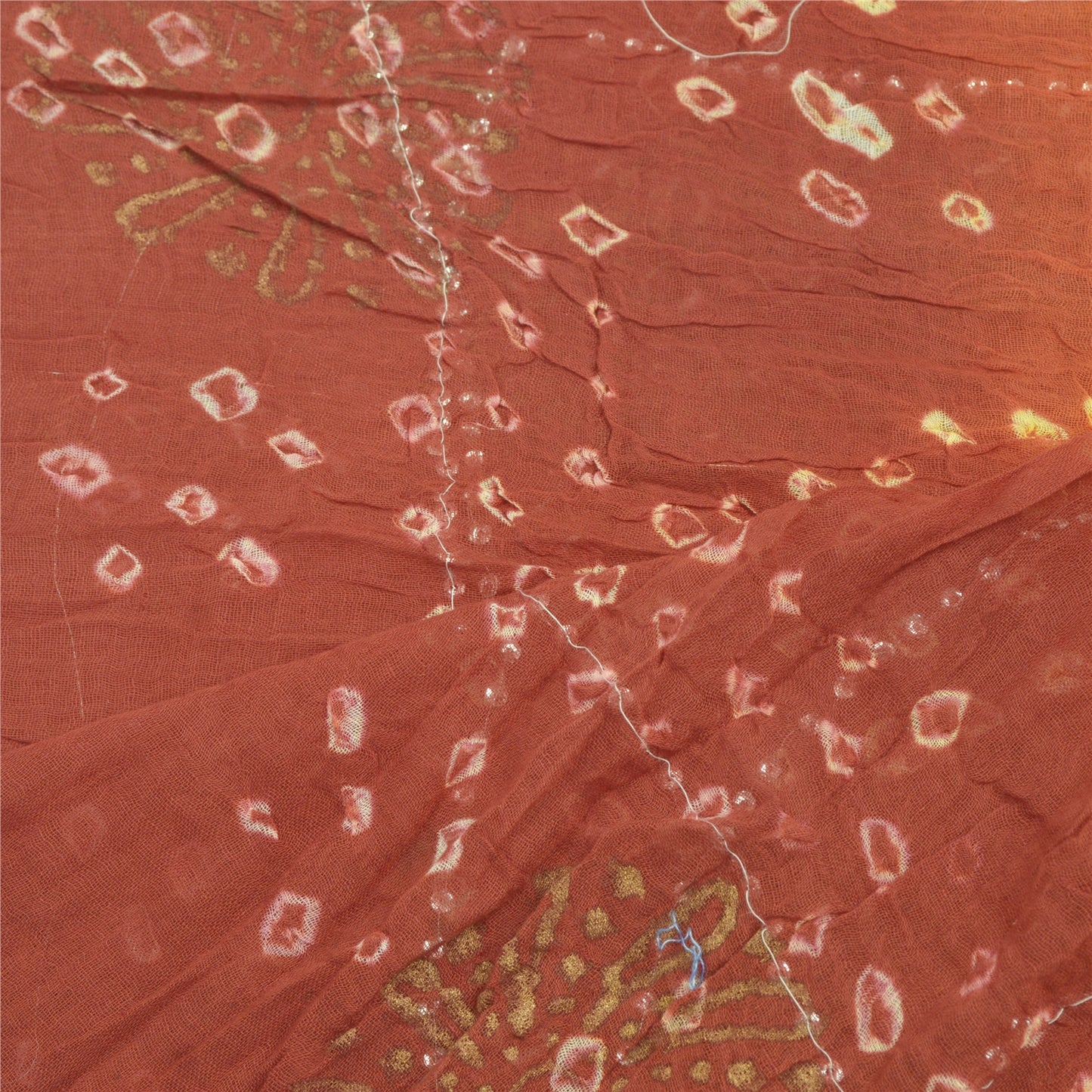 Санскритский винтажный длинный палантин Dupatta из чистого хлопка, желтая бандхани, расшитая вручную бисером