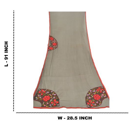 Sanskriti Vintage Dupatta Lang Stola Net Mesh Sort Håndbroderet Wrap Slør