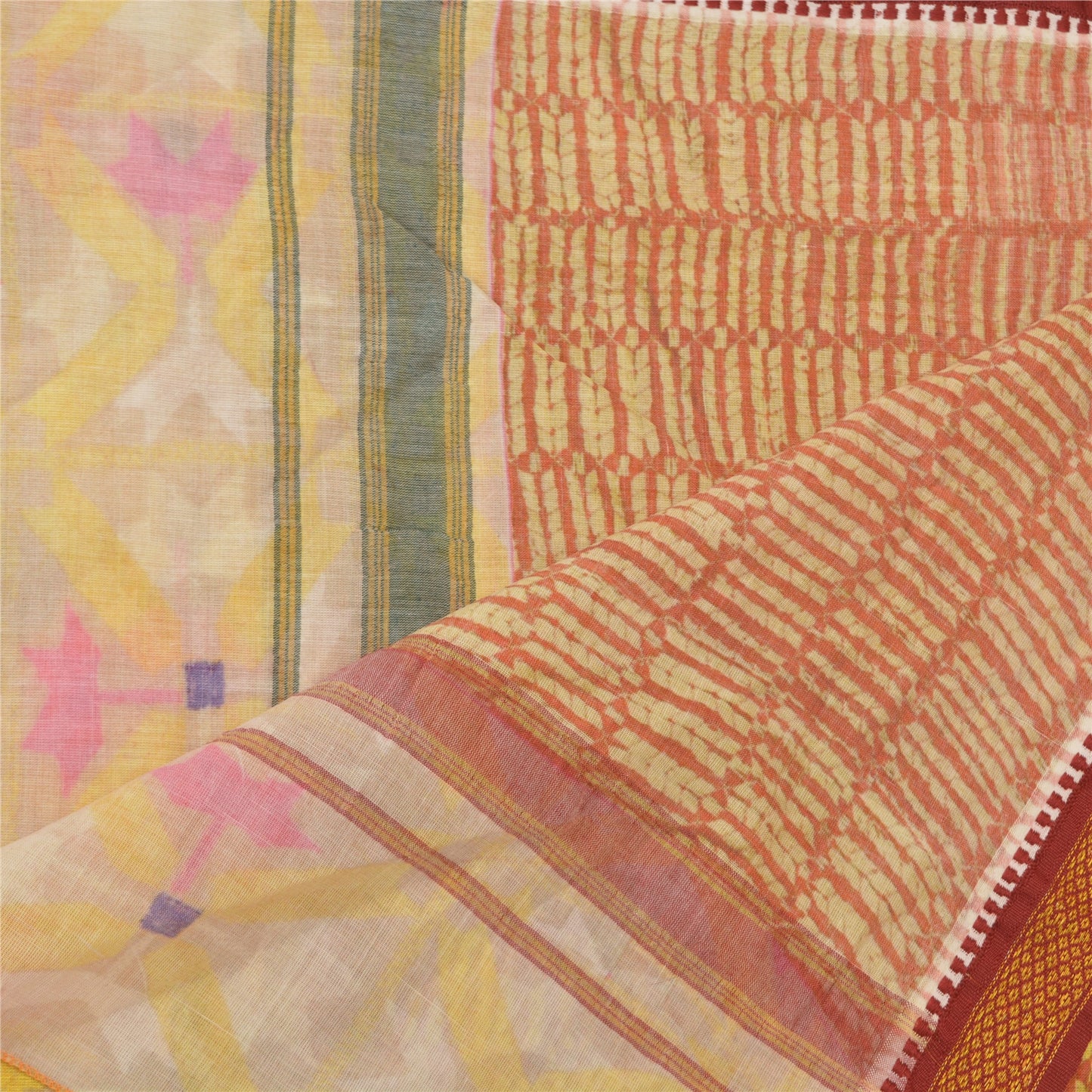 Санскрити Винтаж Дупатта Длинный Палантин Хлопок Желтый Накидка Хиджаб Печатный Шарфы