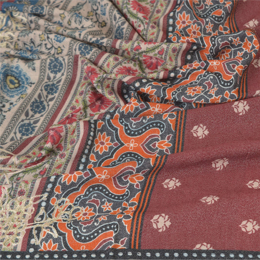 Sanskriti Vintage Dupatta Long Stole Art Silk Shawl Embroidered Printed Hijab