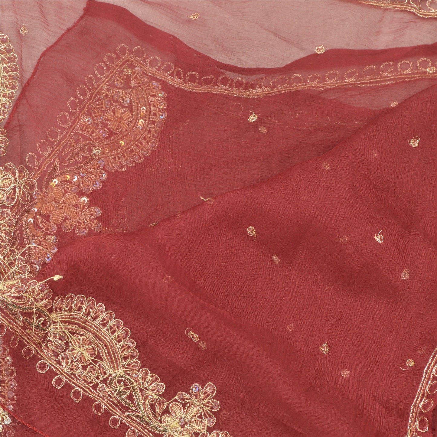 Санскрити Винтаж Дупатта Длинный Палантин Чистый Шифон Шелк Шарфы Ручной Работы Бисером