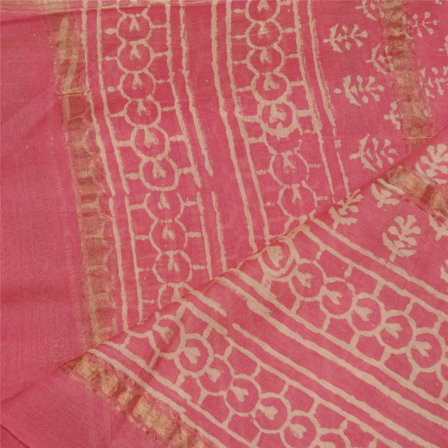 Sanskriti Vintage Dupatta Long Stole Chanderi Hijab Green Block Printed Scarves