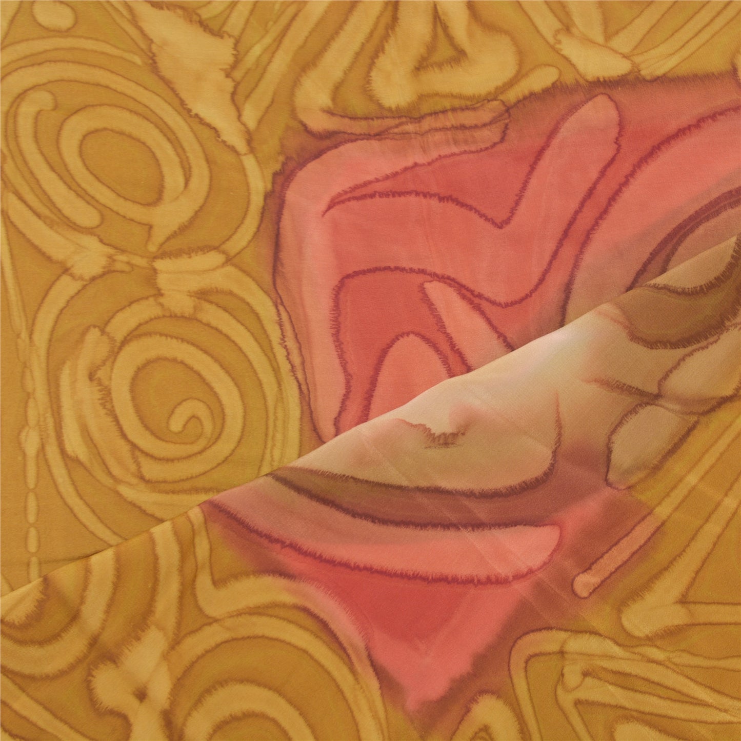 Sanskriti Vintage Dupatta Long Stole Crepe Silk Mustard Soft Printed Scarves