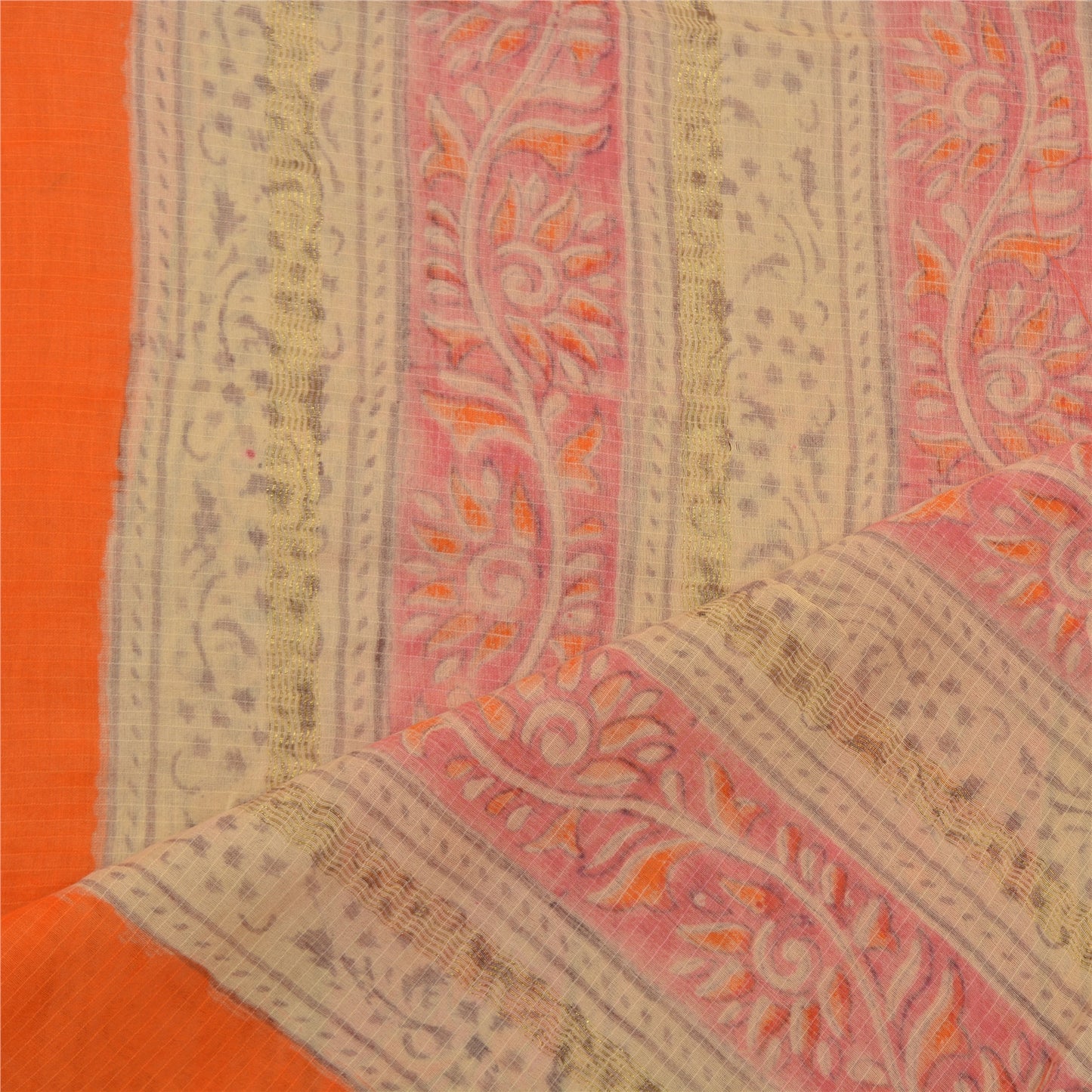 Sanskriti Vintage Dupatta Long Stole Cotton Brown Printed Floral Scarves