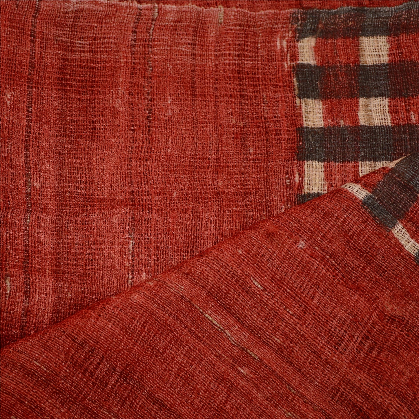 Sanskriti Vintage Dupatta Long Stole Handloom Brick Red Hijab Wrap Shawl