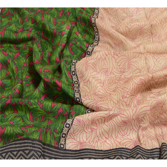 Sanskriti Vintage Dupatta Long Stole Woolen Ivory Wrap Hijab Woven Woolen Shawl