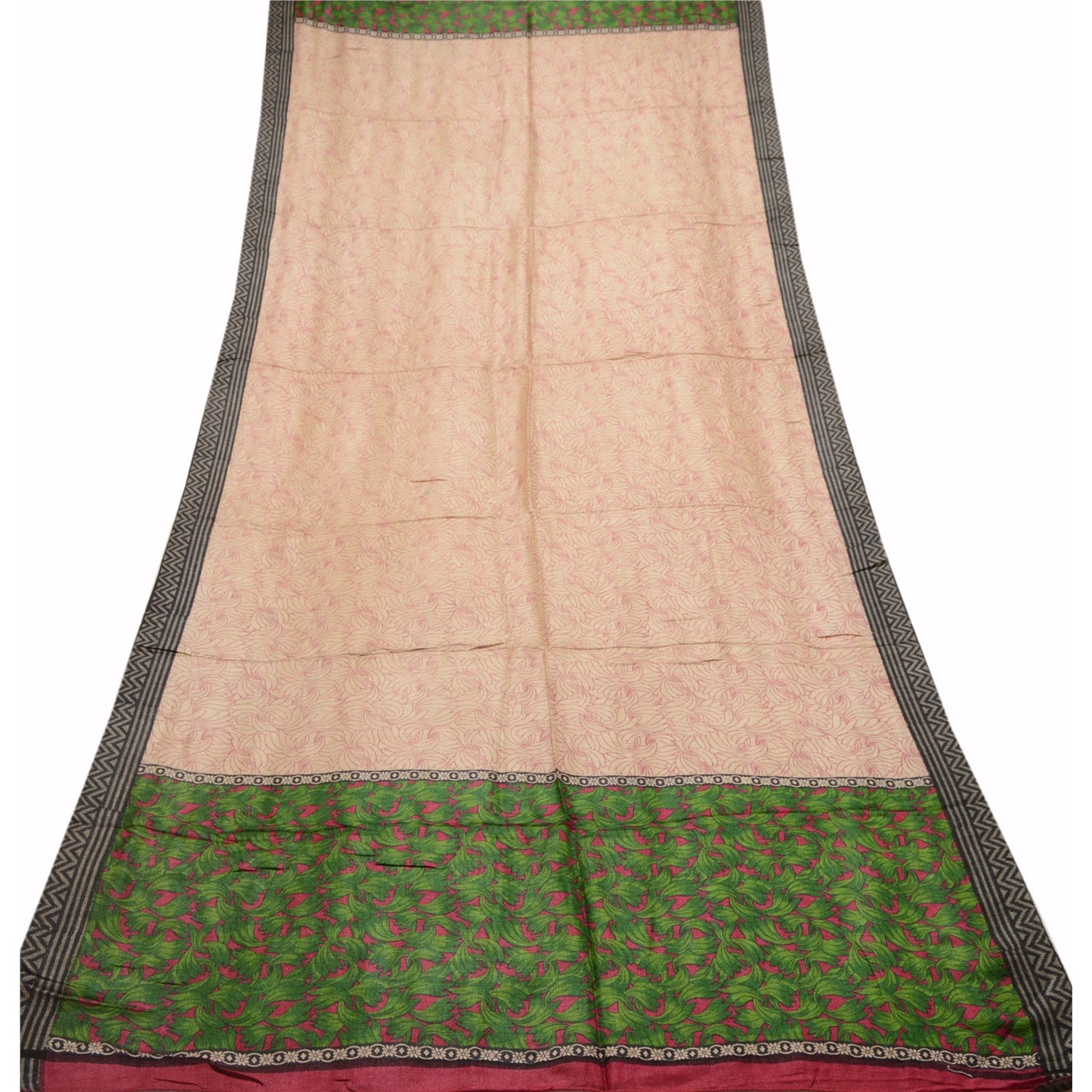 Sanskriti Vintage Dupatta Lang Stola Uld Elfenbensfarvet Wrap Hijab Vævet Uldsjal