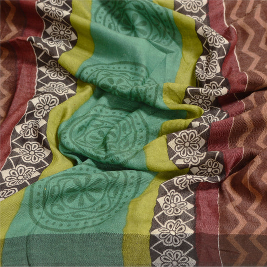 Sanskriti Vintage Dupatta Long Stole Woolen Soft Shawl Printed Floral Scarves