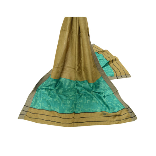 Sanskriti Vintage Dupatta Long Stole Woolen Green Shawl Printed Floral Scarves