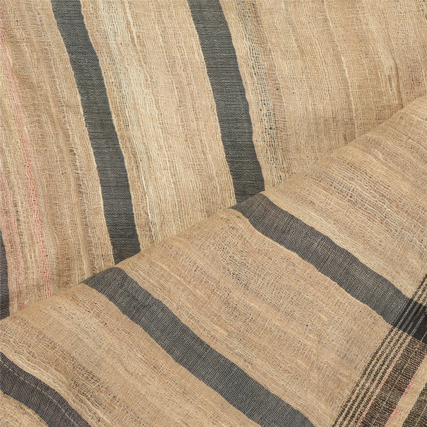 Sanskriti Vintage Dupatta Long Stole Handloom Ivory Veil Embroidered Shawl