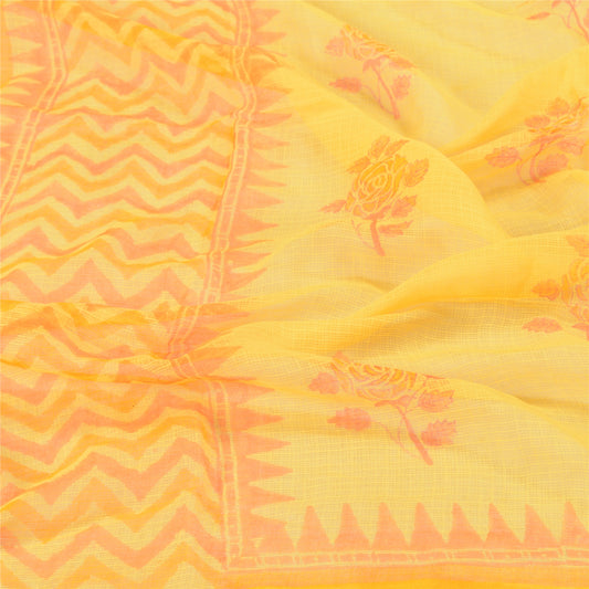 Sanskriti Vintage Dupatta Long Stole Cotton Kota Saffron Hijab Printed Shawl