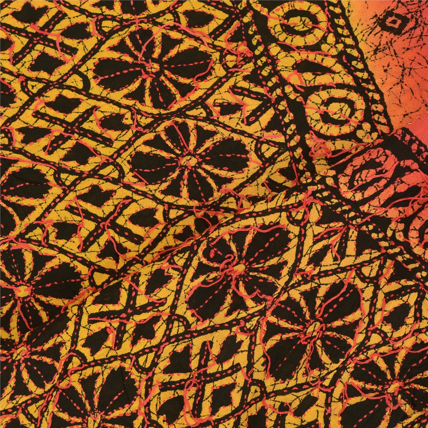 Sanskriti Vintage Dupatta Long Stole Cotton Peach Hijab Batik Work Scarves