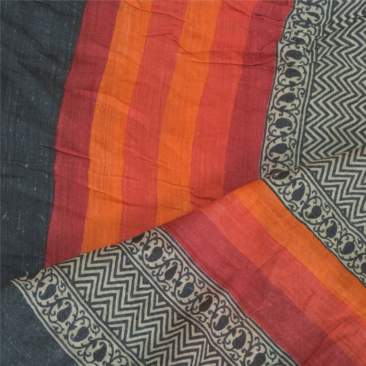 Sanskriti Vintage Dupatta Long Stole Cotton Sot Scarves Woven Printed Hijab