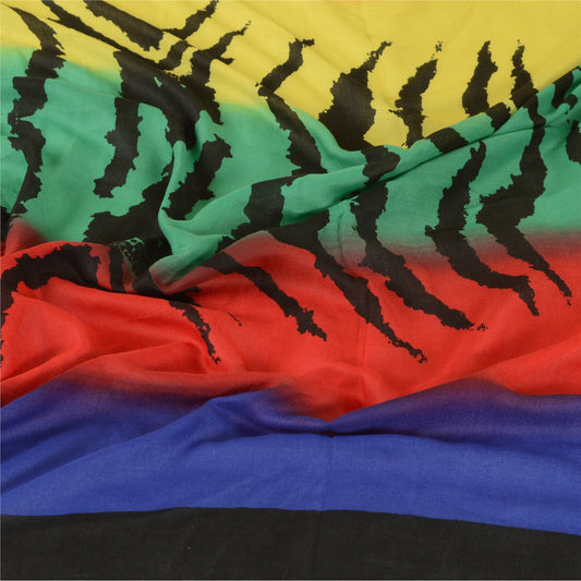 Sanskriti Vintage Dupatta Long Stole Woolen Multicolor Scarves Printed Shawl