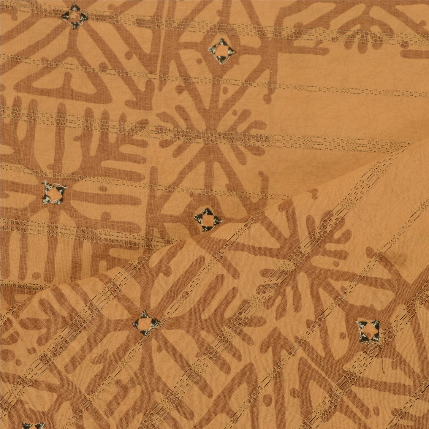 Sanskriti Vintage Dupatta Long Stole Cotton Brown Printed Scarves