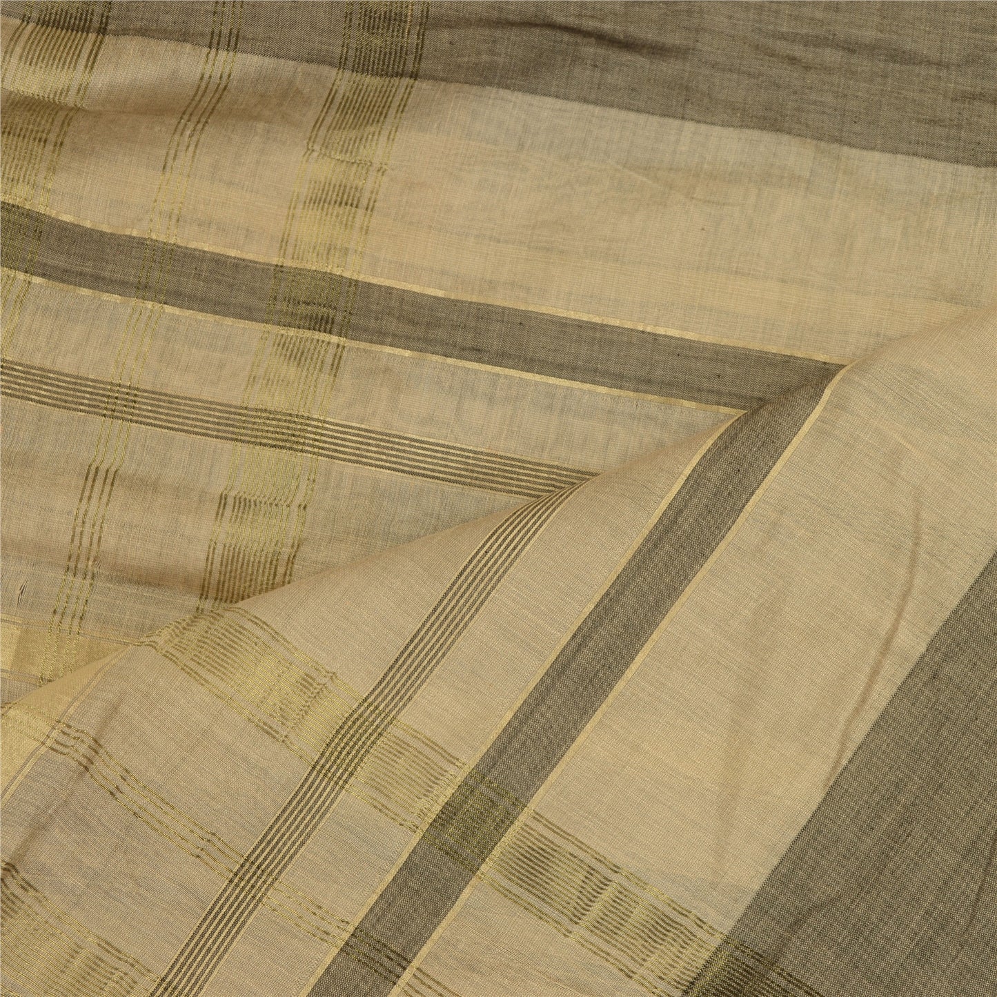 Sanskriti Vintage Dupatta Long Stole 100% Pure Silk Cream Woven Scarves