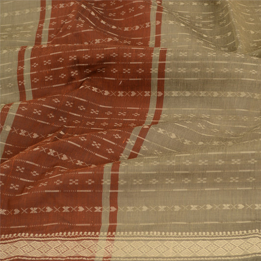 Sanskriti Vintage Dupatta Long Stole Cotton Grey Woven Wrap Scarves