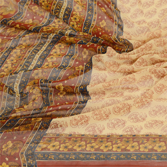 Sanskriti Vintage Dupatta Long Stole Pure Georgette Silk Printed Wrap Scarves