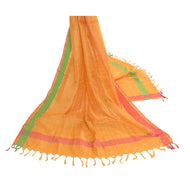 Sanskriti Vintage Dupatta Long Stole Pure Silk Yellow Hijab Woven Wrap Scarves