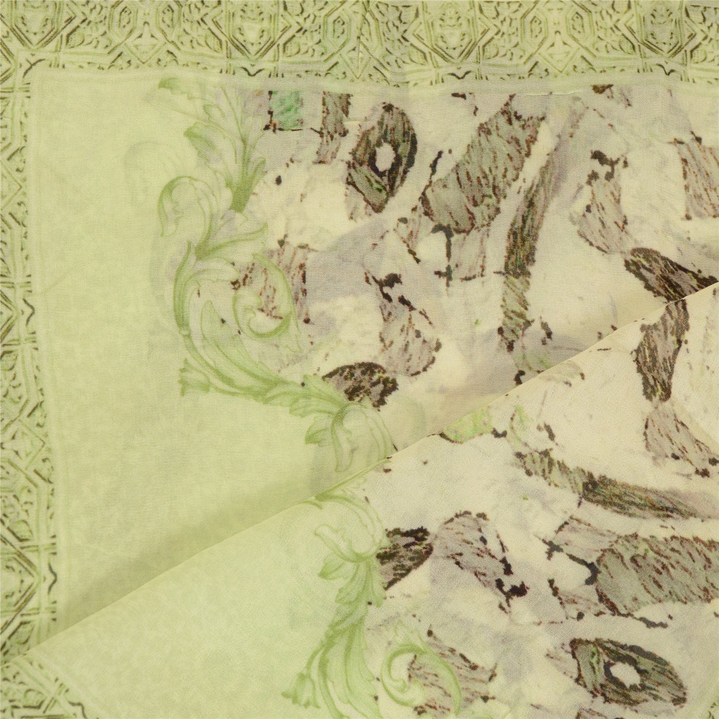 Sanskriti Vintage Dupatta Long Stole Blend Georgette Green Digital Printed Veil